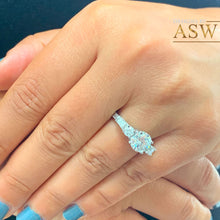 Load image into Gallery viewer, Copy of 14K Solid White Gold Round Cut Moissanite and Natural Round And Baguettes Cut Diamond Engagement Ring Deco Antique Style 2.70ctw