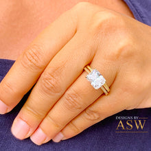 Load image into Gallery viewer, 14K Solid Yellow Gold Radiant Cut Moissanite Engagement Ring And Band, Bridal, Wedding, Four prong, Solitaire 3.50ctw