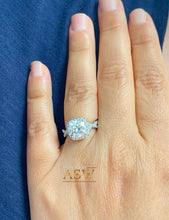 Load image into Gallery viewer, 14K Solid Yellow Gold Cushion and Round Cut Simulated Diamonds Engagement Ring Set Halo Prong Set Wedding Bridal Set 2.60ctw