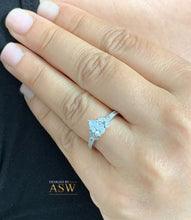 Load image into Gallery viewer, 14k Solid White Gold Pear Cut Forever One Moissanite and Natural Diamond Engagement Ring Halo, Bridal, Wedding Deco Antique Style 1.20ctw