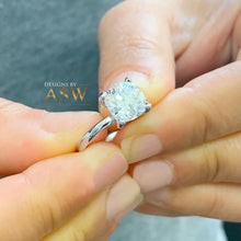 Load image into Gallery viewer, 14K Solid White Gold Round Cut Forever One Moissanite Engagement Ring Four prong Cathedral setting, Solitaire 1.20ctw