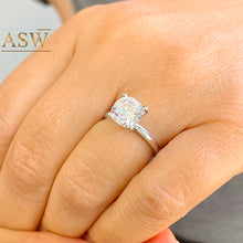 Load image into Gallery viewer, 14K Solid White Gold Round Cut Forever One Moissanite Engagement Ring Four prong Cathedral setting, Solitaire 1.20ctw