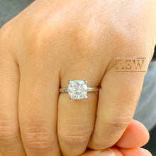Load image into Gallery viewer, 14K Solid White Gold Round Cut Moissanite Engagement Ring Four prong Cathedral setting, Solitaire 1.20ctw