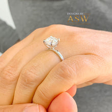 Load image into Gallery viewer, 14K Solid White Gold Round Cut Forever One Moissanite Engagement Ring Four prong Cathedral setting, Solitaire 1.20ctw