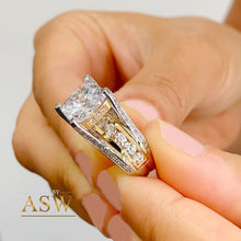 Load image into Gallery viewer, HUGE 6.50Ctw Heavy 14k Solid White Yellow Gold Cushion Cut Moissanite and Natural Diamond Engagement Ring