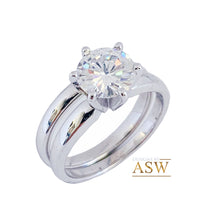 Load image into Gallery viewer, 14K Solid White Gold Round Cut Forever One Moissanite Engagement Ring And Band Six Prong, Solitaire 1.20ctw