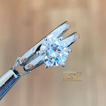 Load image into Gallery viewer, Classic 14K Solid White Gold Round Cut Moissanite Engagement Ring And Band Six Prong, Solitaire 1.20ctw