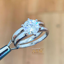 Load image into Gallery viewer, Classic 14K Solid White Gold Round Cut Natural Diamond Engagement Ring And Band Six Prong, Solitaire 1.00ctw