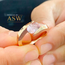 Load image into Gallery viewer, Unique 14K Solid Rose Gold Natural Oval Cut Morganite Tension Set Style, Engagement Ring Bridal Anniversary 1.20ctw
