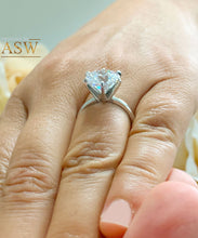 Load image into Gallery viewer, 14K Solid White Gold Round Cut Moissanite Engagement Ring Deco, Bridal, Wedding, Anniversary, Six prong set, Solitaire 5.00ctw