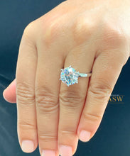 Load image into Gallery viewer, 14K Solid White Gold Round Cut Forever One Moissanite Engagement Ring Deco, Bridal, Wedding, Anniversary, Six prong set, Solitaire 5.00ctw