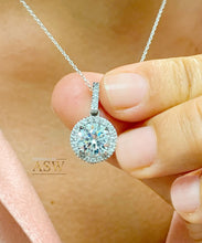 Load image into Gallery viewer, 14K Solid White Gold Round Cut Simulated Diamonds Pendent Wedding Bridal Gift 1.75ctw Chain Included