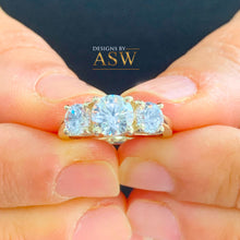 Load image into Gallery viewer, 1.60ct 14k solid yellow gold round cut natural diamond engagement ring Three Stone, wedding, anniversary, Propose, prong set, bridal