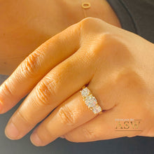 Load image into Gallery viewer, 14k Solid Yellow Gold Round Cut Moissanite Engagement Ring, Bridal, Wedding Deco Three Stone Style Prong Set 1.85ctw