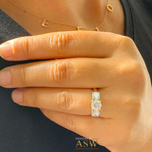 Load image into Gallery viewer, 14k Solid Yellow Gold Round Cut Forever One Moissanite Engagement Ring, Bridal, Wedding Deco Three Stone Style Prong Set 1.85ctw
