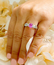 Load image into Gallery viewer, Semi Tension Set Style 14K Solid White Gold oval light pink sapphire And Simulated Diamonds, Engagement Ring Bridal Anniversary 1.75ctw