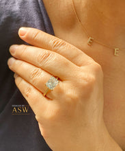 Load image into Gallery viewer, 14K Solid Yellow Gold Radiant Cut Moissanite Engagement Ring And Band, Bridal, Wedding, Four prong, Solitaire 3.50ctw