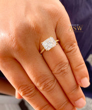 Load image into Gallery viewer, 14K Solid Yellow Gold Radiant Cut Moissanite Engagement Ring And Band, Bridal, Wedding, Four prong, Solitaire 3.50ctw