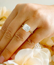 Load image into Gallery viewer, 14K Solid Yellow Gold Radiant Cut Forever One Moissanite Engagement Ring Deco, Bridal, Wedding, Anniversary, Four prong, Solitaire 3.50ctw