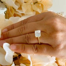 Load image into Gallery viewer, 14K Solid Yellow Gold Radiant Cut Forever One Moissanite Engagement Ring Deco, Bridal, Wedding, Anniversary, Four prong, Solitaire 3.50ctw