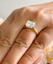 Load image into Gallery viewer, 14K Solid Yellow Gold Radiant Cut Forever One Moissanite Engagement Ring Deco, Bridal, Wedding, Anniversary, Four prong, Solitaire 3.50ctw