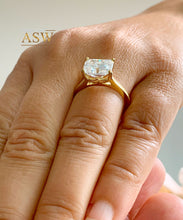 Load image into Gallery viewer, 14K Solid Yellow Gold Radiant Cut Moissanite Engagement Ring And Band, Bridal, Wedding, Four prong, Solitaire 3.50ctw