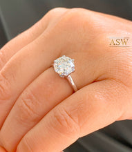 Load image into Gallery viewer, Crown Setting Design 14K Solid White Gold Round Cut Forever One Moissanite Engagement Ring Bridal, Wedding, Six prong set, Solitaire 3.00ctw