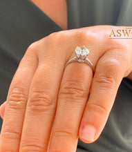 Load image into Gallery viewer, Crown Setting Design 14K Solid White Gold Round Cut Forever One Moissanite Engagement Ring Bridal, Wedding, Six prong set, Solitaire 3.00ctw