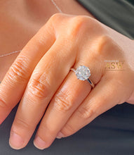 Load image into Gallery viewer, Crown Setting Design 14K Solid White Gold Round Cut Moissanite Engagement Ring Bridal, Wedding, Six prong set, Solitaire 3.00ctw