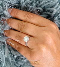 Load image into Gallery viewer, Crown Setting Design 14K Solid White Gold Round Cut Moissanite Engagement Ring Bridal, Wedding, Six prong set, Solitaire 3.00ctw