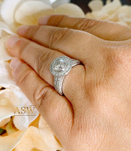 Load image into Gallery viewer, 14k Solid White Gold Round Cut Natural Diamond Engagement Ring And Band Bezel Set Antique Filigree Style 1.70ctw