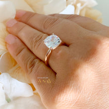 Load image into Gallery viewer, 14K Solid Rose Gold Cushion Cut Forever One Moissanite Engagement Ring Deco, Bridal, Wedding, Anniversary, Four prong, Solitaire 4.00ctw