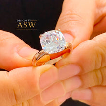 Load image into Gallery viewer, 14K Solid Rose Gold Cushion Cut Forever One Moissanite Engagement Ring Deco, Bridal, Wedding, Anniversary, Four prong, Solitaire 4.00ctw