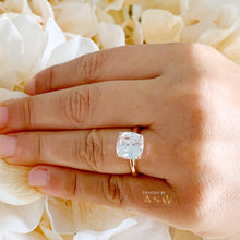 Load image into Gallery viewer, 14K Solid Rose Gold Cushion Cut Moissanite Engagement Ring Deco, Bridal, Wedding, Anniversary, Four prong, Solitaire 4.00ctw