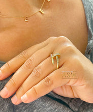 Load image into Gallery viewer, Nail 14K Solid White, Yellow, or Rose Gold Round Cut Simulated Diamonds Band, Engagement Ring Wedding Bridal Anniversary 0.10ctw