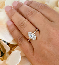 Load image into Gallery viewer, IGI Certified 14k Rose Gold Marquise Cut And Round Cut Diamond Engagement Ring 1.35ctw F VS2