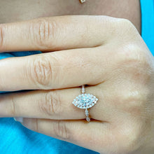 Load image into Gallery viewer, IGI Certified 14k Rose Gold Marquise Cut And Round Cut Diamond Engagement Ring 1.35ctw F VS2