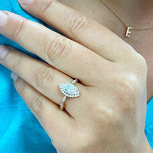 Load image into Gallery viewer, IGI Certified 14k Rose Gold Marquise Cut And Round Cut Diamond Engagement Ring 1.35ctw F VS2