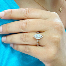 Load image into Gallery viewer, IGI Certified 14k Rose Gold Marquise Cut And Round Cut Diamond Engagement Ring 1.35ctw F VS2