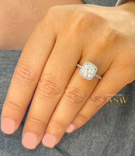 Load image into Gallery viewer, Elegant 14K Solid White Gold Cushion And Round Cut Simulated Diamonds Engagement Ring Set Prong Set Wedding Bridal Anniversary 2.50ctw