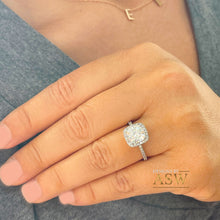 Load image into Gallery viewer, Elegant Women's 14k Solid White Gold Cushion Cut Moissanite and Natural Diamond Engagement Ring Bridal, Wedding Halo 2.50ctw
