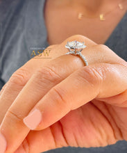 Load image into Gallery viewer, Elegant Women's 14k Solid White Gold Cushion Cut Moissanite and Natural Diamond Engagement Ring Bridal, Wedding Halo 2.50ctw
