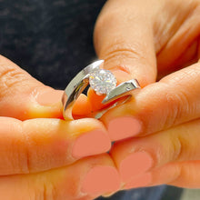 Load image into Gallery viewer, IGI Certified 14k solid and heavy white gold round cut diamond engagement ring tension set solitaire 1.00ct F VS2