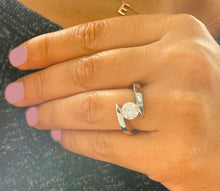 Load image into Gallery viewer, IGI Certified 14k solid and heavy white gold round cut diamond engagement ring tension set solitaire 1.00ct F VS2