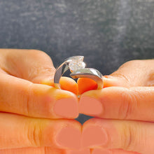 Load image into Gallery viewer, IGI Certified 14k solid and heavy white gold round cut diamond engagement ring tension set solitaire 1.00ct F VS2