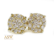 Load image into Gallery viewer, Stunning 14K Solid Yellow Gold Large Round Cut Invisible Set Natural Diamond Deco Style Stud Earrings 2.00ctw
