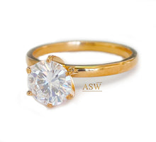 Load image into Gallery viewer, Elegant 1.20ct Solitaire 14K Solid Rose Gold Round Cut Simulated Diamonds Engagement Ring Six Prongs Set Wedding Bridal Anniversary