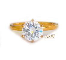 Load image into Gallery viewer, 14K Solid Rose Gold Round Cut Moissanite Engagement Ring Deco, Bridal, Wedding, Anniversary, Six prong set, Solitaire 1.20ctw