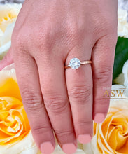 Load image into Gallery viewer, 14K Solid Rose Gold Round Cut Forever One Moissanite Engagement Ring Deco, Bridal, Wedding, Anniversary, Six prong set, Solitaire 1.20ctw