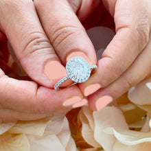 Load image into Gallery viewer, IGI Certified 14k Solid White Gold Oval and Round Cut Diamond Engagement Ring Halo 3.50ct F VS2